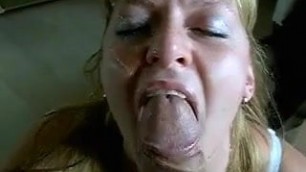 blonde milf sucks a cock for cream