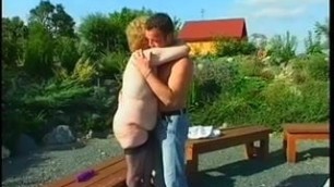 Fat granny fucked in garden