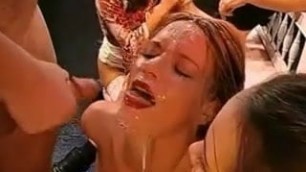 Beautiful german ladies get cum drenched at a bukkake