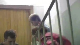 russian slut fucks 2 cocks on the stairs (part2)