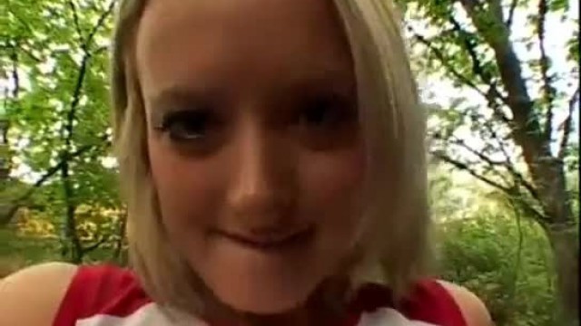 Blonde babe getting rough anal sex outdoors