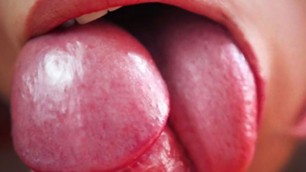 Slow blowjob & tongue play, licking frenulum, close up pov