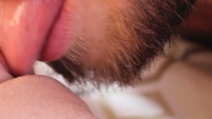 CLOSE-UP CLIT licking. Perfect young pink pussy PETTING