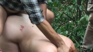 Fucked in the woods by 2 cocks, surprise ending