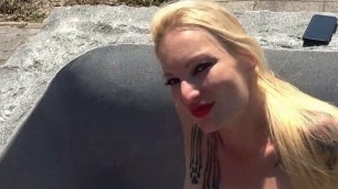 German public creampie sex on street with blonde teen