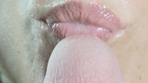 Close-up edging blowjob