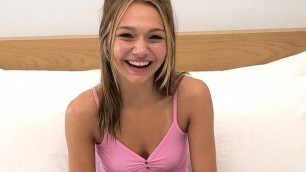 This SUPER cute blonde teen deepthroats a big dick