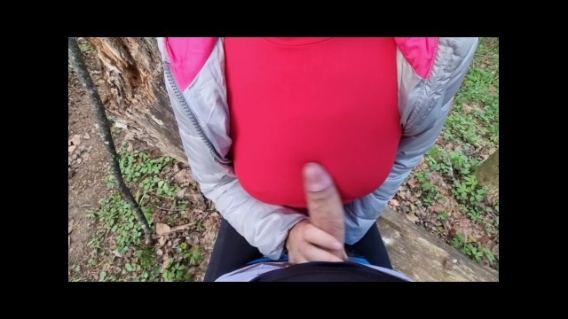 Outdoor Handjob in Forest - Cum on Clothes