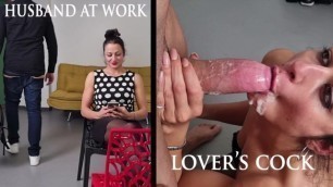 Housewife Fucks her Lover while Cuckold Husband is at Work